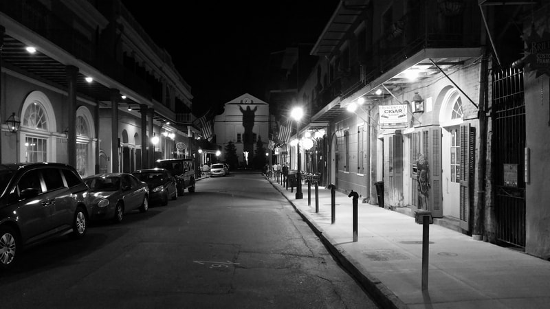 Night scene, Orleans Avenue, French Quarter, New Orleans